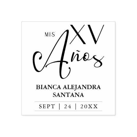 Quinceañera Spanisch Rustikale Extravagante Typogr Gummistempel (Prägung)