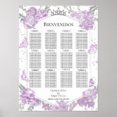 Quinceanera Spanisch Seating Chart signieren Schme Poster (Vorne)