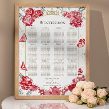 Quinceanera Spanisch Seating Chart signieren Schme