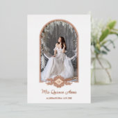 Quinceañera Spanische Extravagante Rose Gold Arche Folieneinladung (Stehend vorne)