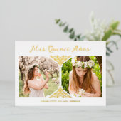 Quinceañera Spanischer Extravaganter Blüh Effekt 2 Folieneinladung (Stehend vorne)