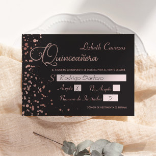 Quinceanera Spanish Response Card, Rose Gold UAWG Einladung