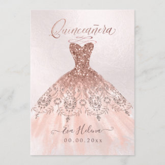 Quinceañera, Sparkassenspiel, Imitate Rose Goldkar Einladung