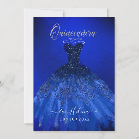 Quinceañera, Sparkle Gown, Electric Blue Einladung (Vorderseite)