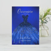 Quinceañera, Sparkle Gown, Electric Blue Einladung (Stehend Vorderseite)