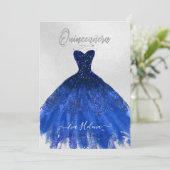 Quinceañera, Sparkle Gown, Navy Blue Einladung (Stehend Vorderseite)