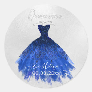 Quinceañera Sparkle Gown, Navy Blue Runder Aufkleber