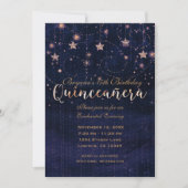 Quinceañera Starry Night Lila & Gold Whimsical Einladung (Vorderseite)