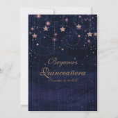 Quinceañera Starry Night Lila & Gold Whimsical Einladung (Rückseite)