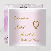 Quinceañera Sweet 15 Geburtstag Einladung Pink (Vorne/Hinten)