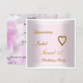 Quinceanera Sweet 15 Geburtstag Einladung Pink (Vorne/Hinten)