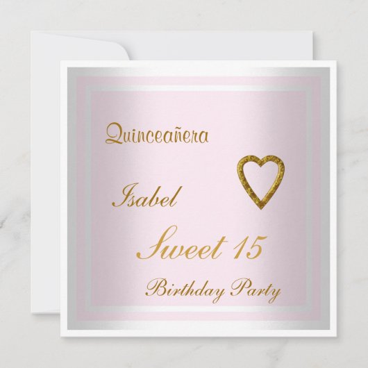 Quinceanera Sweet 15 Geburtstag Einladung Pink (Vorderseite)