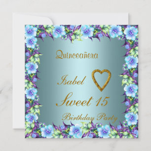 Quinceanera Sweet 15 Geburtstagseinladung Türkis Einladung