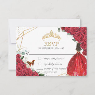 Quinceañera Sweet 16 15 Geburtstags-Rote Rosen RSVP Karte