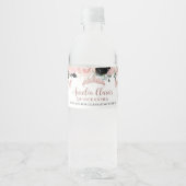 Quinceañera Sweet 16 Black Blush Rose Gold Wasserflaschenetikett (Vorderseite)