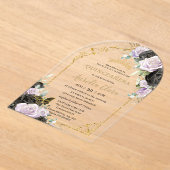 Quinceañera Sweet 16 Black Lila Floral Gold Arch Acryleinladungen (Ablage )