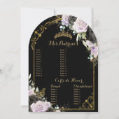 Quinceañera Sweet 16 Black Lila Floral Gold Arch Einladung (Rückseite)