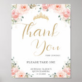 Quinceañera Sweet 16 Blush Pink Floral Vielen Dank Poster (Vorne)