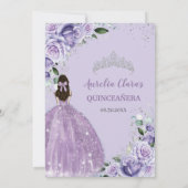 Quinceañera Sweet 16 Lila Lavendel Floral Silver Einladung (Rückseite)