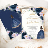 Quinceañera Sweet 16 Lila Lilac Navy Blauer Flora Einladung