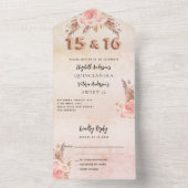 Quinceanera Sweet 16 Pampas Rose Rosa Blumensträuß All In One Einladung (Innen Boden)