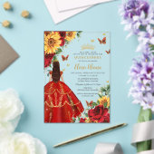 Quinceañera Sweet 16 Rote Rosen Sonnenblumen Blume Acryleinladungen (In Situ (Hochzeit))