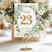 Quinceanera Sweet 16 Sage Green Floral Butterflies Tischnummer