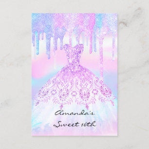Quinceanera Sweet 16. Unicorn Holographic Dress Einladung