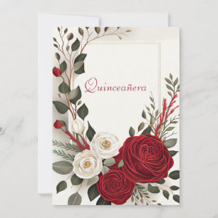 Quinceanera, Sweet Sixteen rote Rosen Einladung