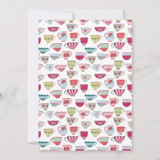 Quinceañera Tea Cup Party Einladung (Rückseite)
