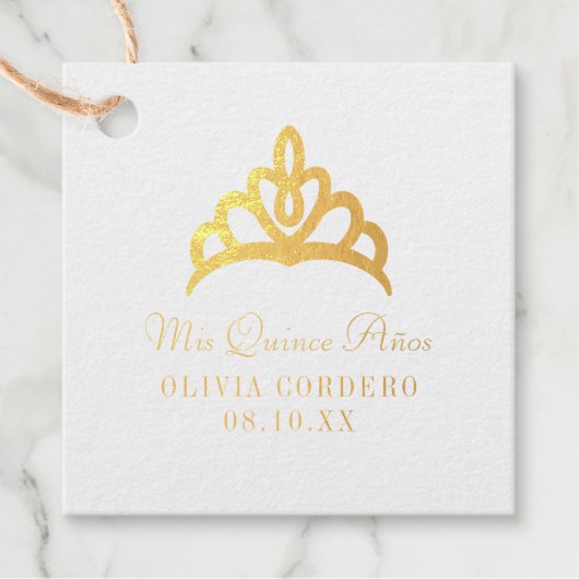Quinceañera Tiara Foil Geschenkanhänger (Vorderseite)