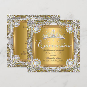 Quinceanera-Tiara Gold Silber Diamant Geburtstag Einladung