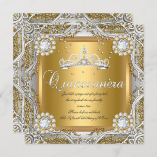 Quinceanera Tiara Gold Silver Diamond Geburtstag Einladung