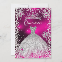Quinceanera Tiara Kleid Rosa Winter Schneeflocke Einladung