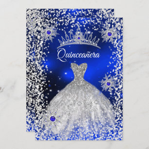 Quinceanera Tiara Kleidung Blauer Winter Schneeflo Einladung