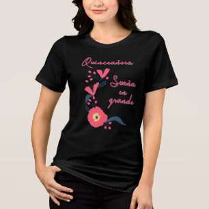 Quinceañera Träumt in Großem Floral T-Shirt Tri-Blend Shirt