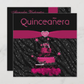 Quinceanera Trendy Pink Cake & Zebra Streifen Einladung (Vorne/Hinten)