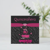 Quinceanera Trendy Pink Cake & Zebra Streifen Einladung (Stehend Vorderseite)