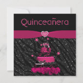 Quinceanera Trendy Pink Cake & Zebra Streifen Einladung (Vorderseite)