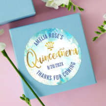 Quinceañera Türkis Blau Goldfolie Wasserfarbe