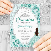Quinceanera Türkis Silver Floral
