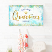 Quinceañera Türkis Wasserfarben Banner (Insitu)