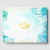 Quinceañera Turquoise Crown Script Real Gold Gästebuch (Rückseite)
