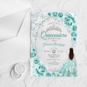 Quinceanera Turquoise Silver Floral Acryleinladungen