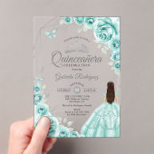 Quinceanera Turquoise Silver Floral Dress Acryleinladungen (Insitu (Handheld))
