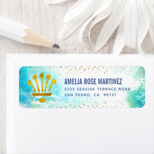 Quinceañera Turquoise Watercolor Gold Fossil Adres (Insitu)
