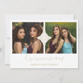 Quinceañera Twins 2 Foto Imitat Ornament Obelisk Einladung (Vorderseite)