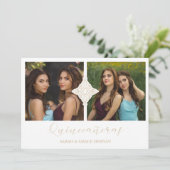Quinceañera Twins 2 Foto Imitat Ornament Obelisk Einladung (Stehend Vorderseite)