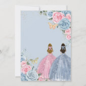 Quinceañera Twins Baby Blue Pink Floral Rose Einladung (Rückseite)