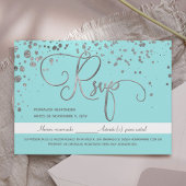 Quinceanera UAWG Blue Silver Spanish Response Card Einladung